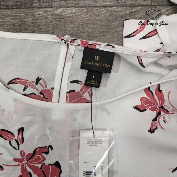 Worthington Open Shoulder Single Sleeve Top Size L - Picture 2 of 5